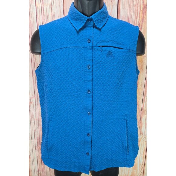 Nike ATG Blue Sleeveless Button-Down Vest Large 80% Rayon & 20% Polyester - Picture 1 of 11